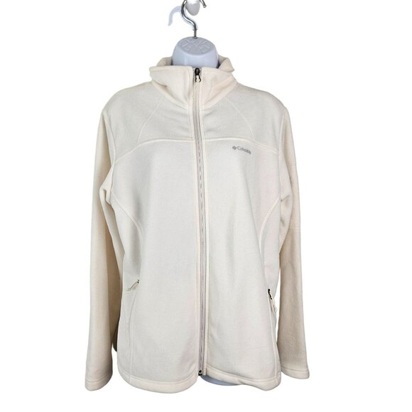 Columbia Womens Full Zip Fleece Jacket Size Large White Soft Casual - Picture 4 of 13
